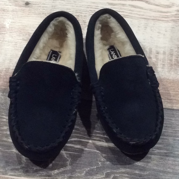 Suede/Sherpa Navy Blue Lands’end Sz 9 Infant Shoe - Picture 4 of 4